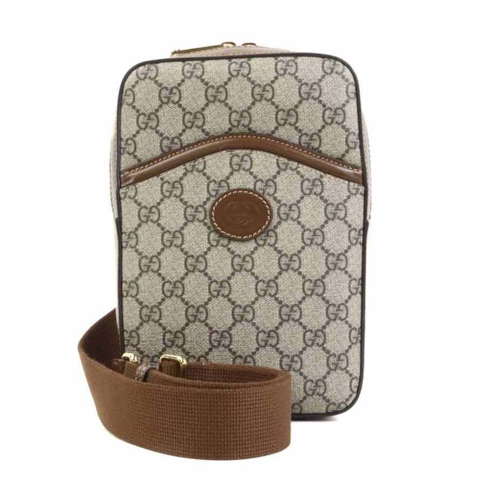 Gucci GG Supreme Canvas Body Bag Crossbody Bag Gold Brown